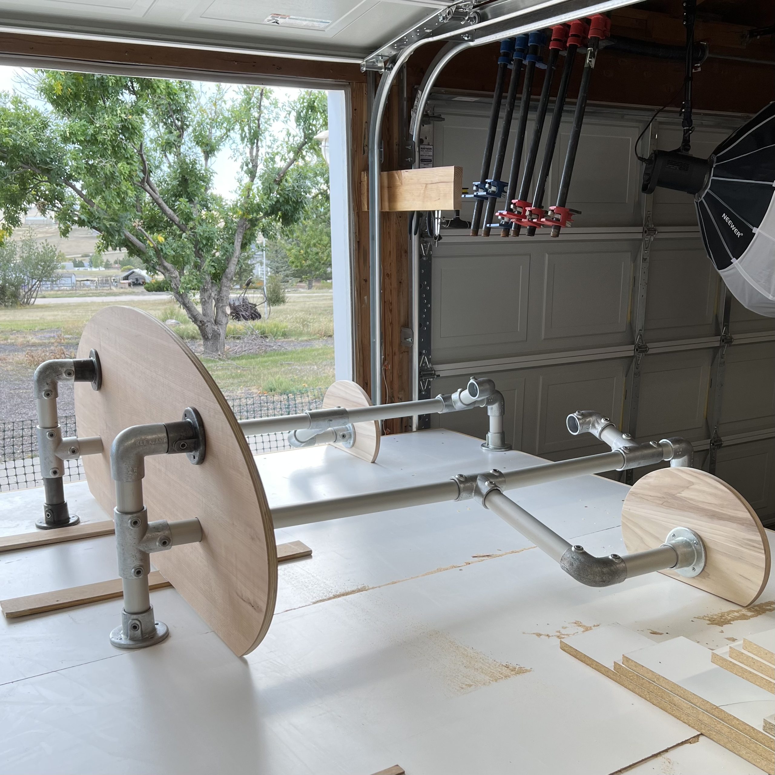 Industrial Pipe and Hickory Desk