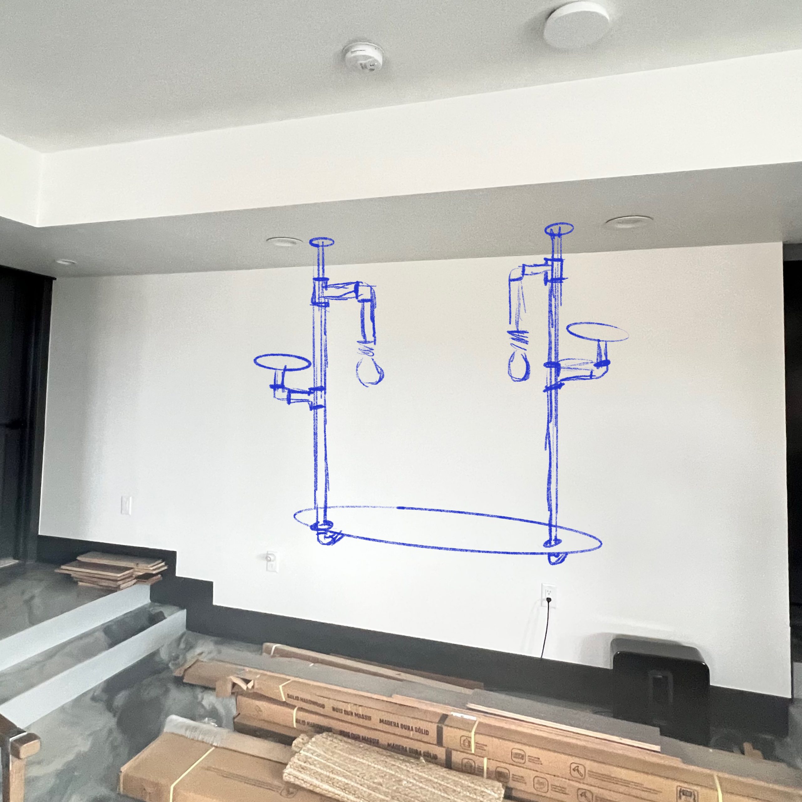 Industrial Pipe and Hickory Desk