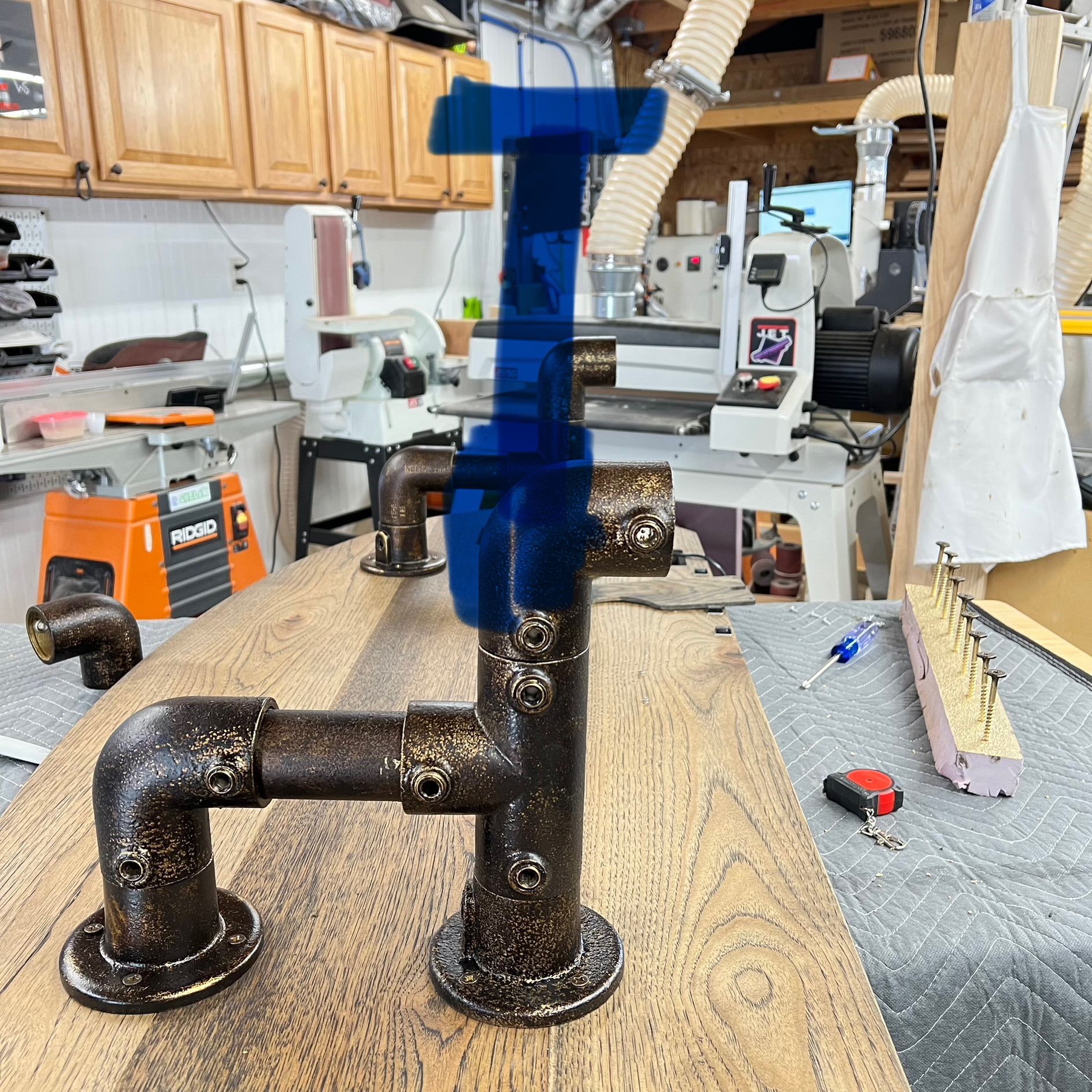 Industrial Pipe and Hickory Desk