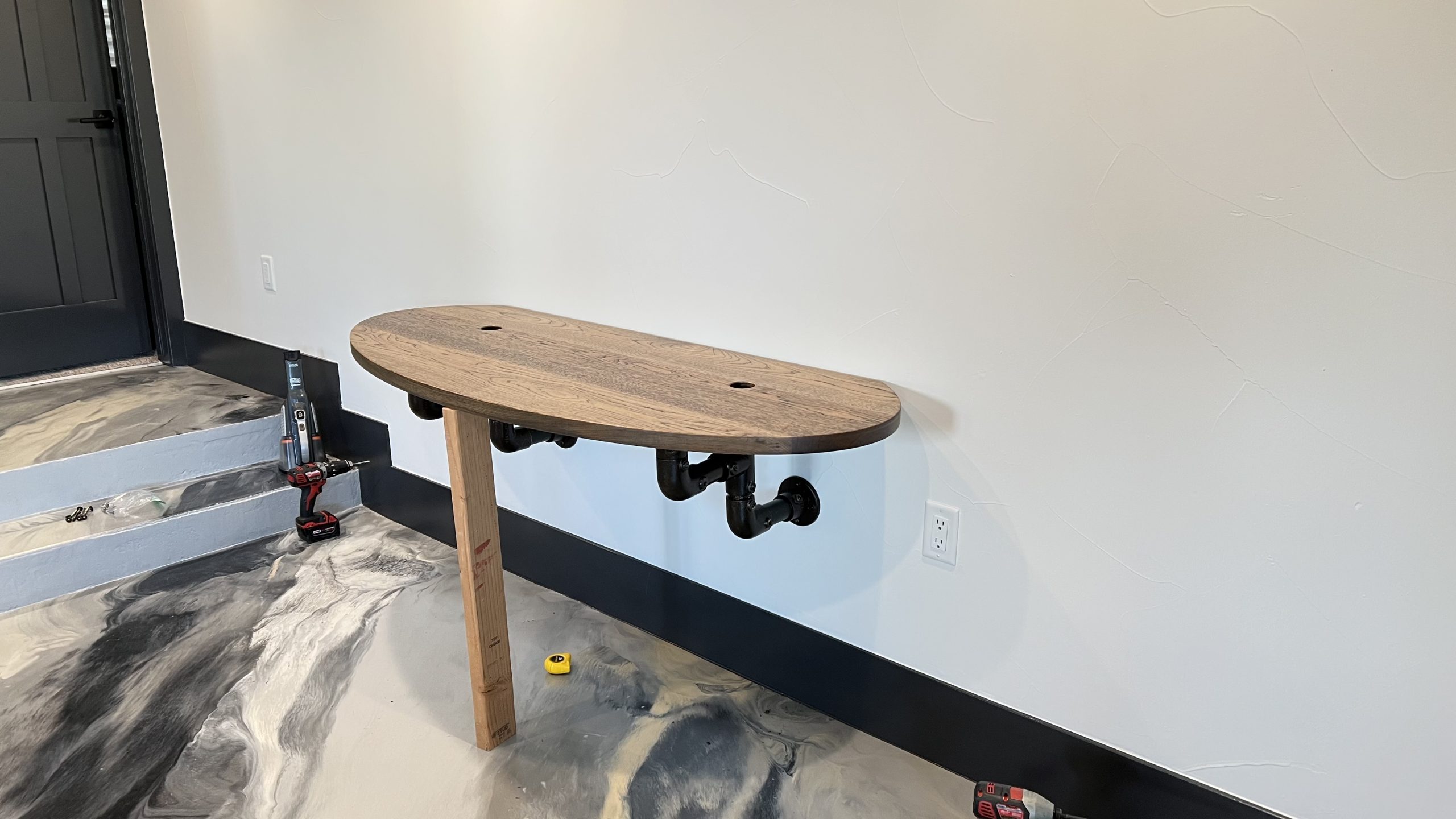 Industrial Pipe and Hickory Desk