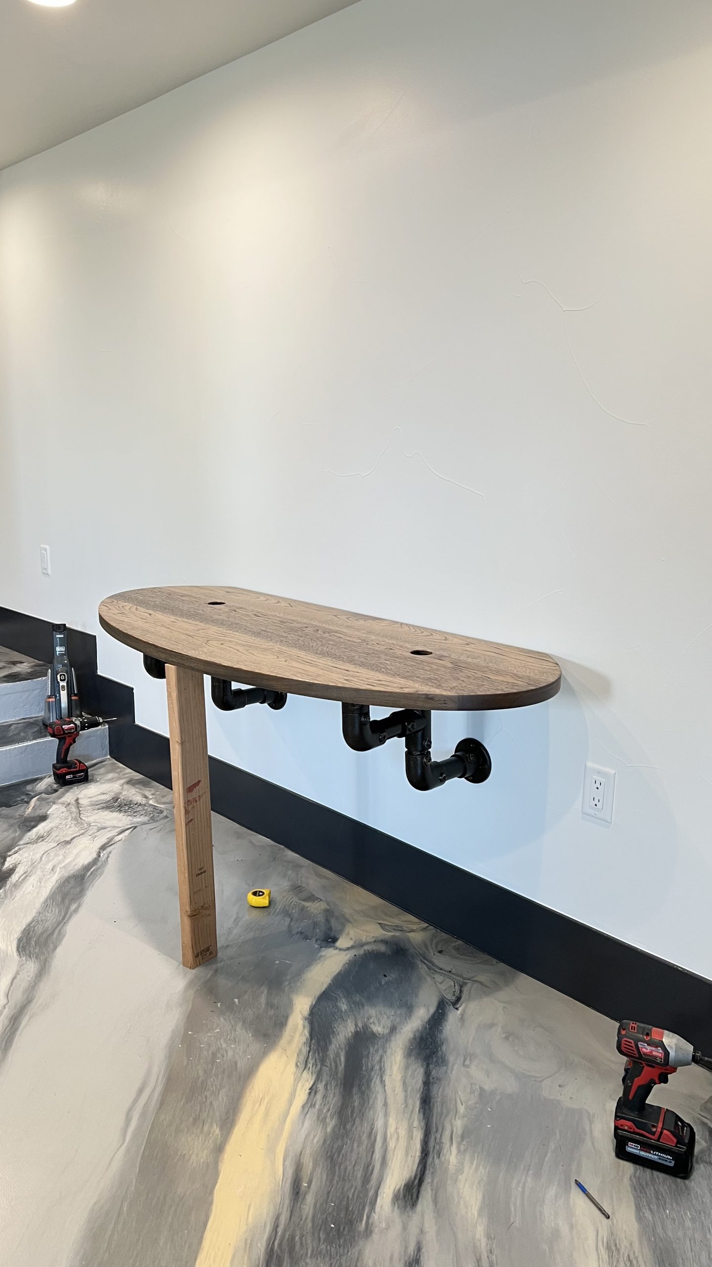 Industrial Pipe and Hickory Desk
