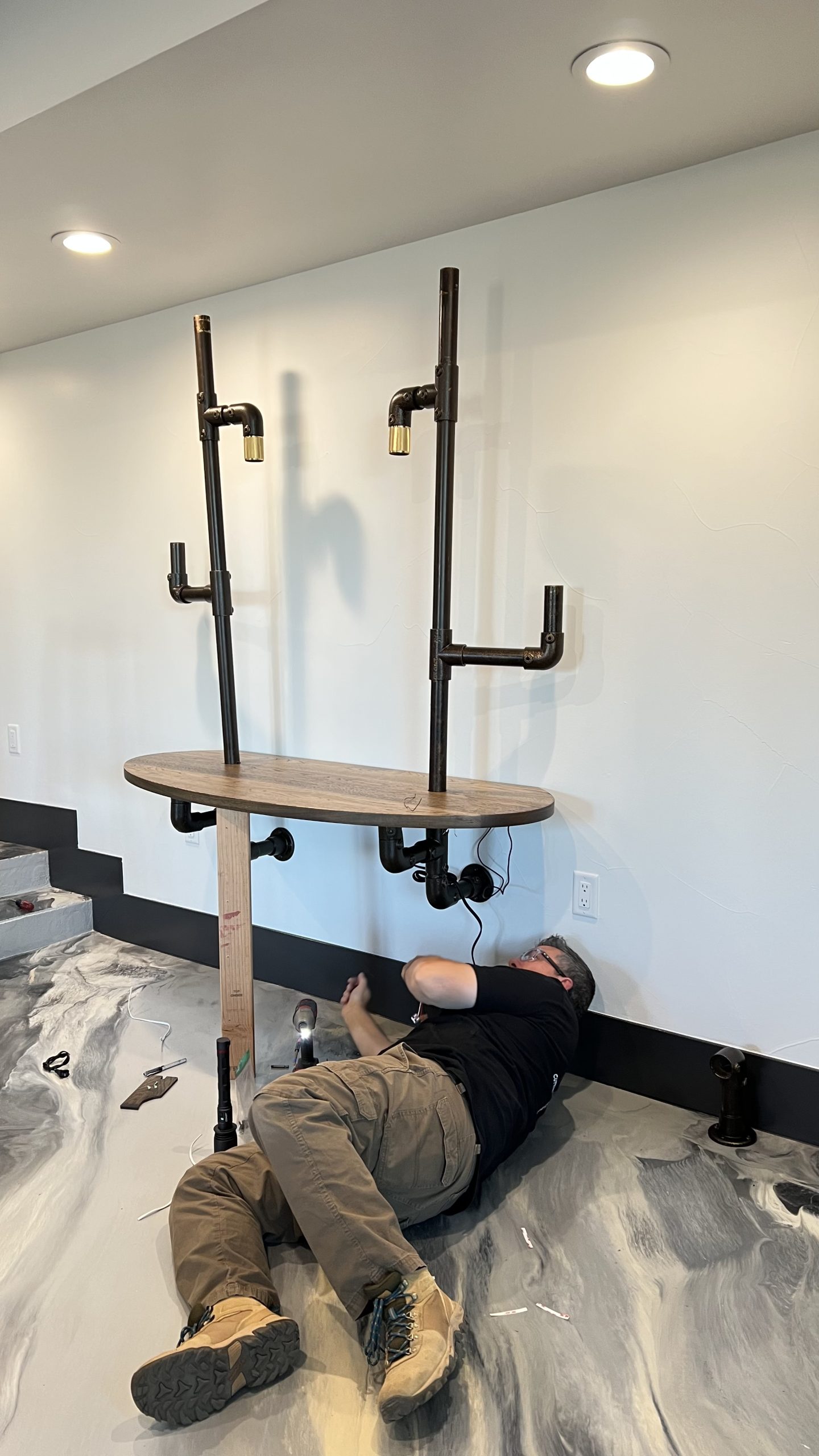 Industrial Pipe and Hickory Desk