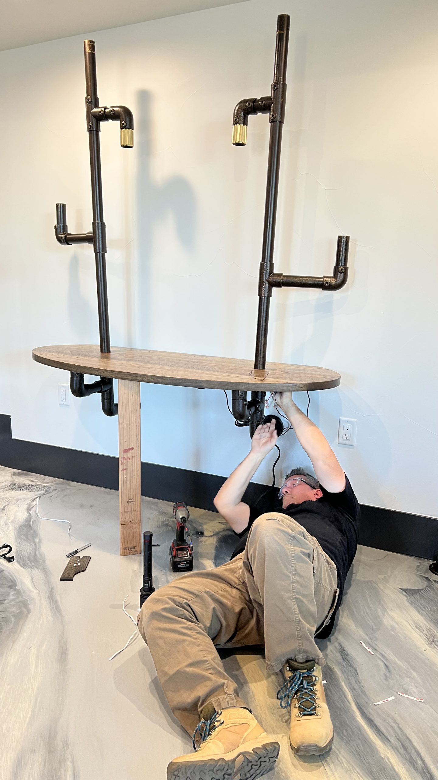 Industrial Pipe and Hickory Desk