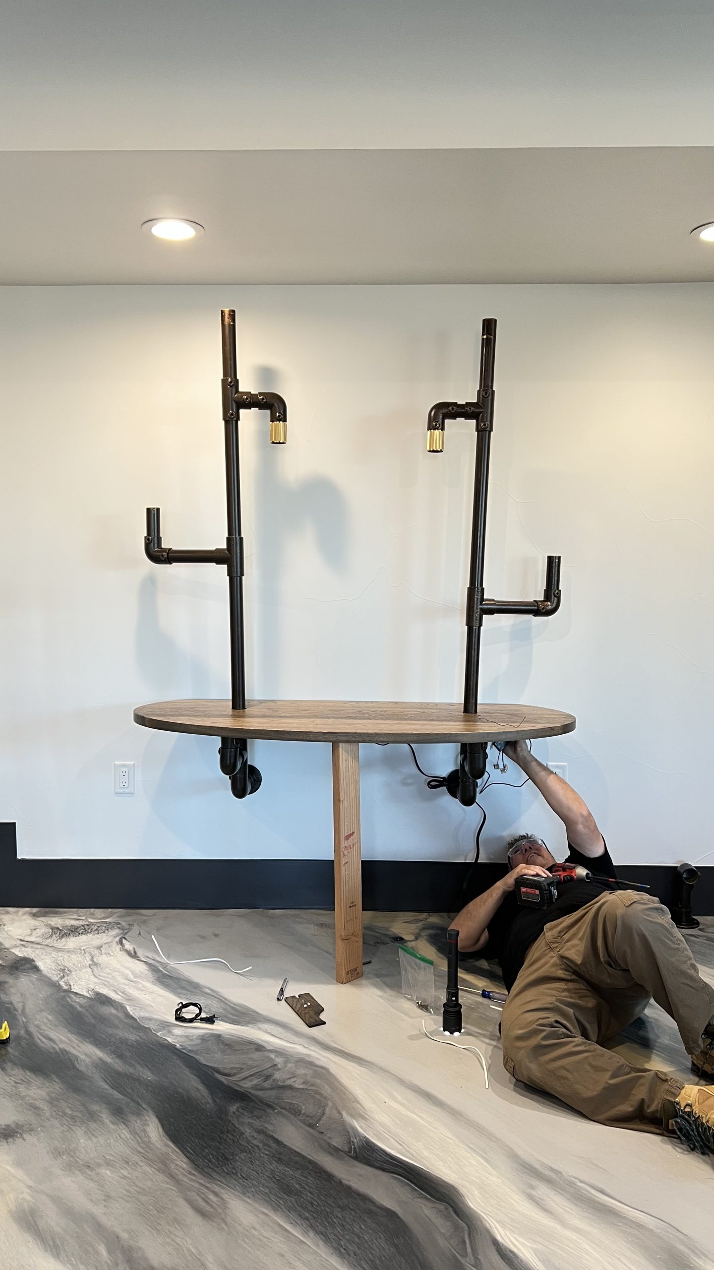 Industrial Pipe and Hickory Desk