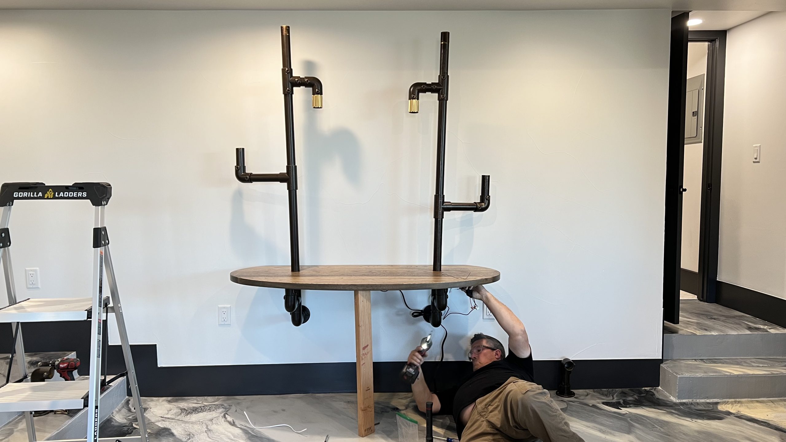 Industrial Pipe and Hickory Desk