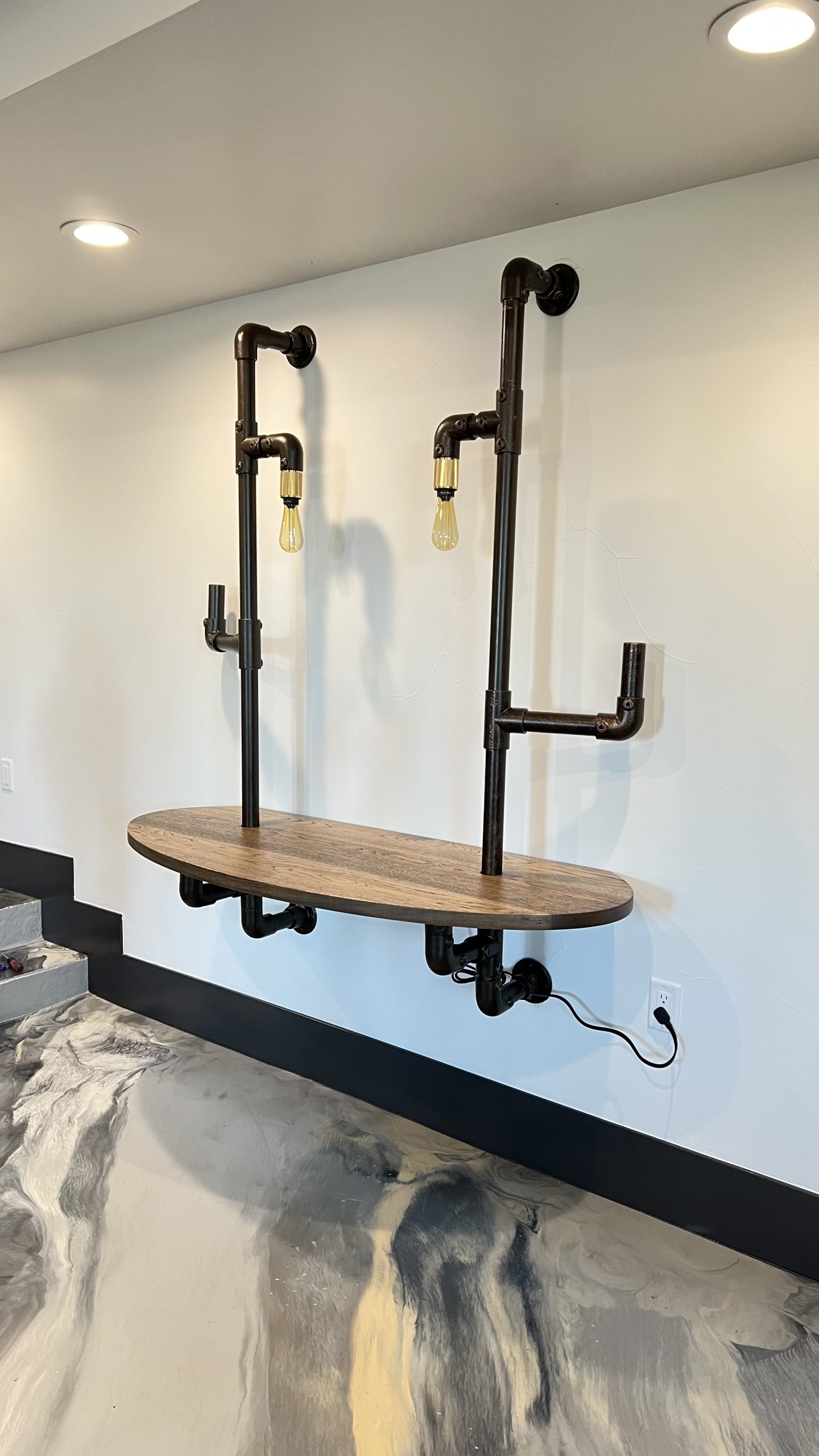 Industrial Pipe and Hickory Desk