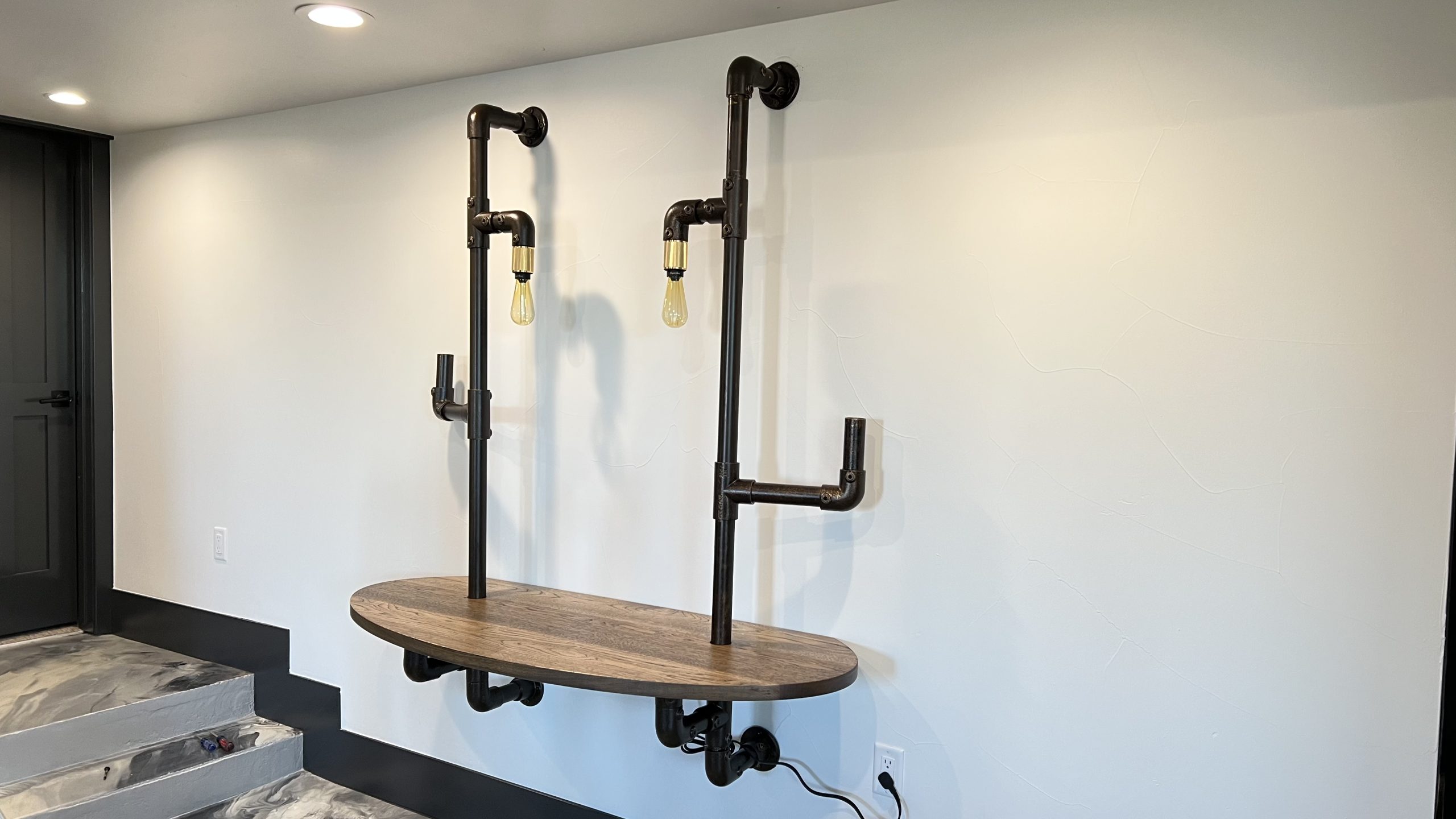 Industrial Pipe and Hickory Desk