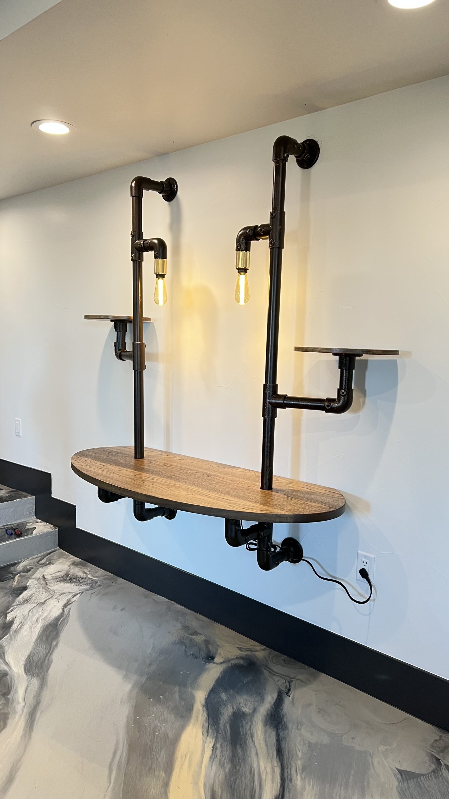 Industrial Pipe and Hickory Desk