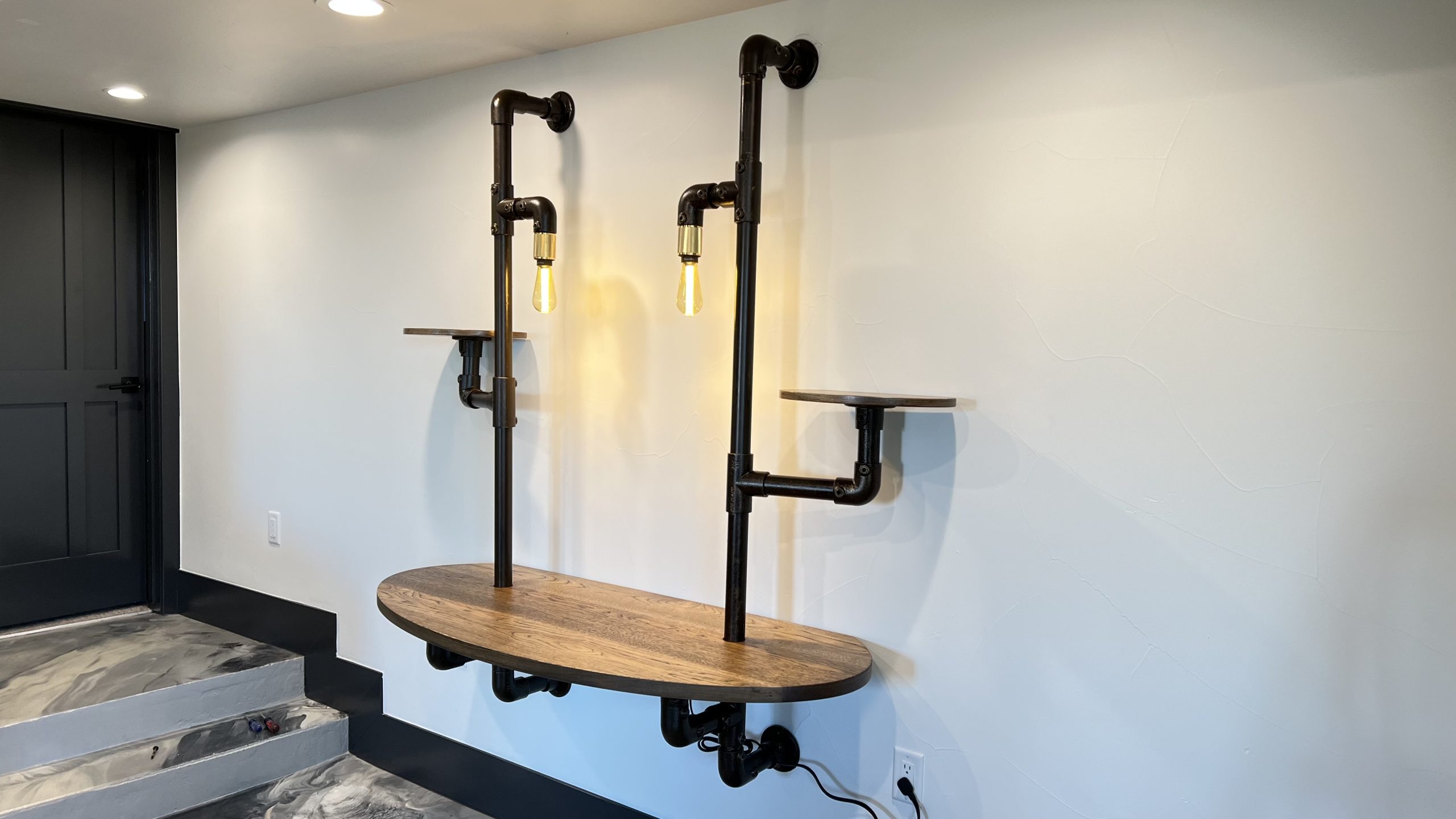 Industrial Pipe and Hickory Desk