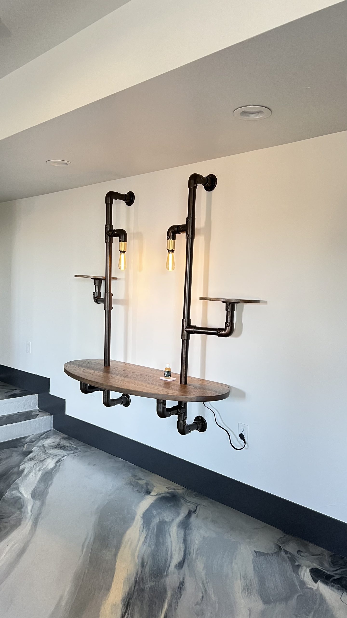 Industrial Pipe and Hickory Desk